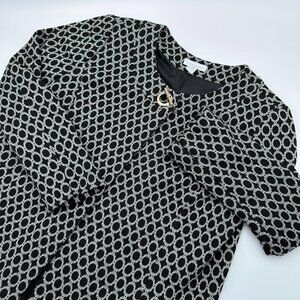 Charter Club Women's Collarless Geometric Print Cape Blazer Jacket Size M, Black